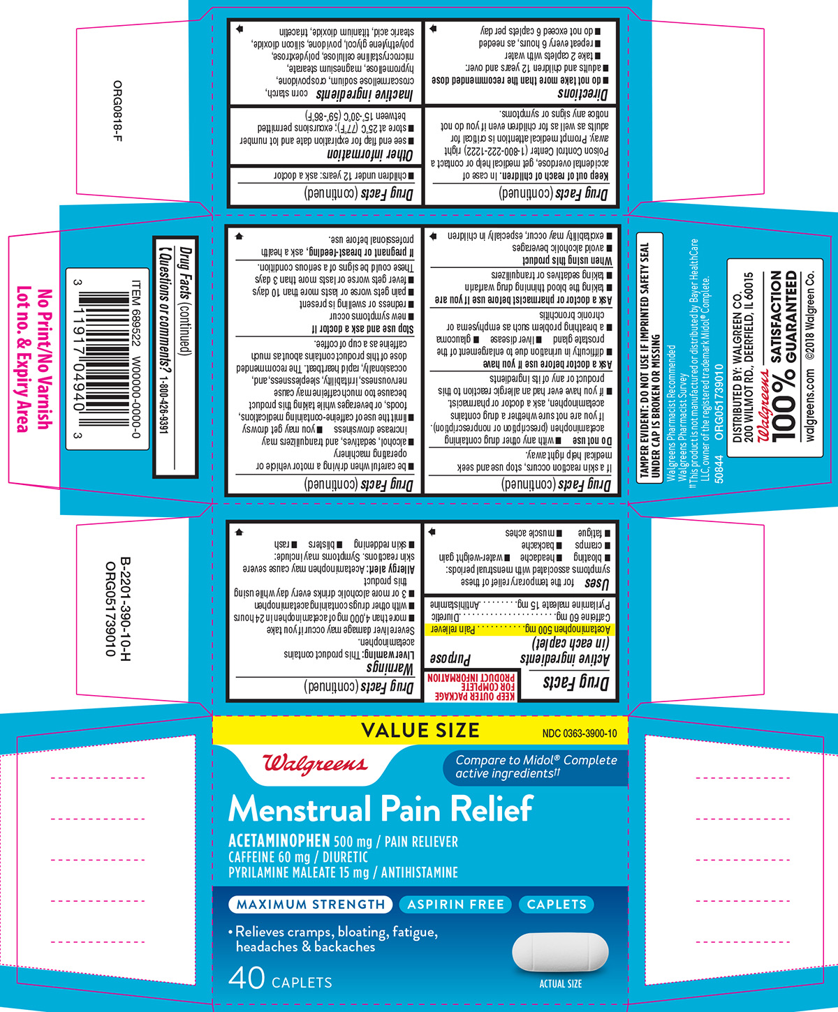 Walgreens Menstrual Pain Relief Caplets