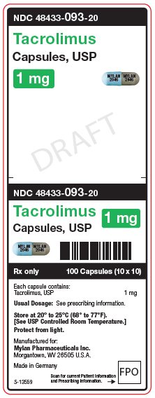 Tacrolimus 1 mg Capsules, USP Unit Carton Label