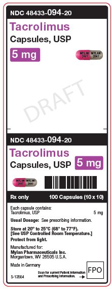 Tacrolimus 5 mg Capsules, USP Unit Carton Label