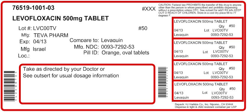 Levofloxacin Tablets 500 mg 50s Label