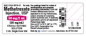 Methotrexate Injection, USP 50 mg/2 mL vial label