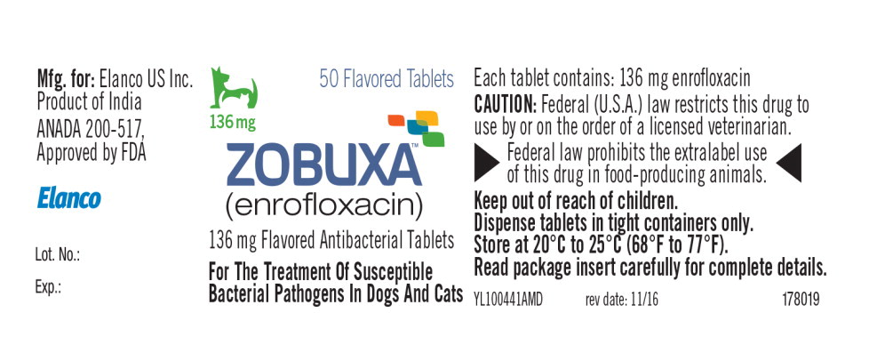 Principal Display Panel - Zobuxa 136 mg 50 Tablets Bottle Label
