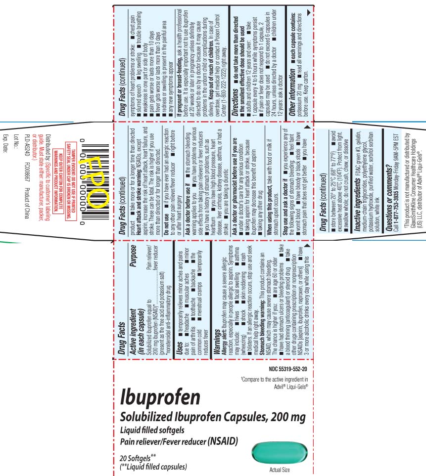 Solubilized ibuprofen equal to 200 mg ibuprofen (NSAID)* (present as the free acid and potassium salt) *nonsteroidal anti-inflammatory drug