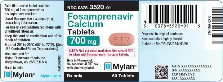 Fosamprenavir Calcium Tablets 700 mg Bottle Label