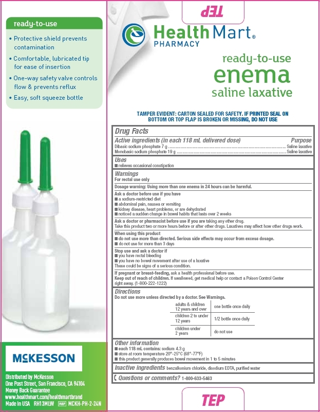 McKesson HealthMart Saline Laxative enema box side and back