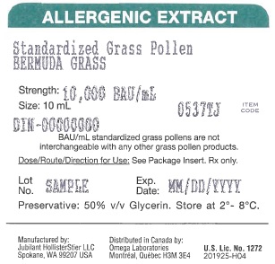 Standardized Grass Pollen, Bermuda Grass 10 mL, 10,000 BAU/mL Carton Label