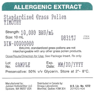 Standardized Grass Pollen, Meadow Fescue 5 mL, 100,000 BAU/mL Vial Label