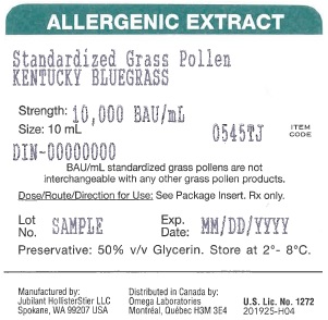 Standardized Grass Pollen, Meadow Fescue 10 mL, 100,000 BAU/mL Vial Label