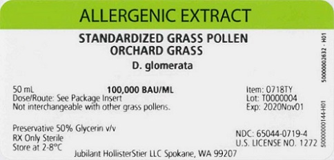 Standardized Grass Pollen, Orchard Grass 50 mL, 100,000 BAU/mL Vial Label