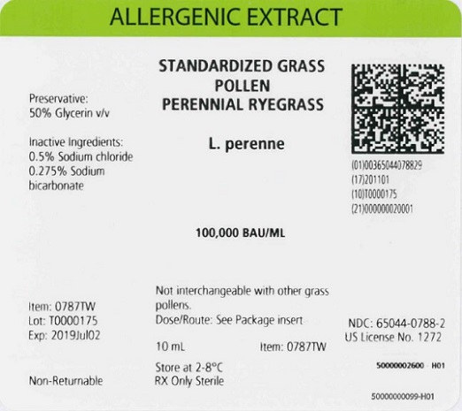 Standardized Grass Pollen, Perennial Ryegrass 10 mL, 100,000 BAU/mL Carton Label