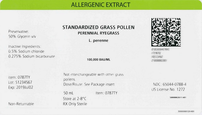 Standardized Grass Pollen, Perennial Ryegrass 50 mL, 100,000 BAU/mL Carton Label