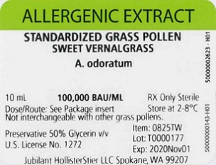 Standardized Grass Pollen, Sweet Vernal Grass 10 mL, 100,000 BAU/mL Vial Label