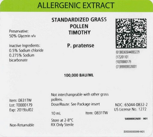 Standardized Grass Pollen, Timothy 10 mL, 100,000 BAU/mL Carton Label