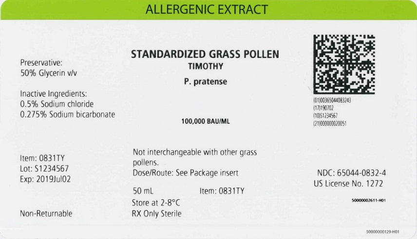 Standardized Grass Pollen, Timothy 50 mL, 100,000 BAU/mL Carton Label