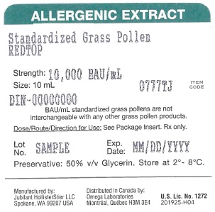 Standardized Grass Pollen, Kentucky Bluegrass 5 mL, 100,000 BAU/mL Vial Label