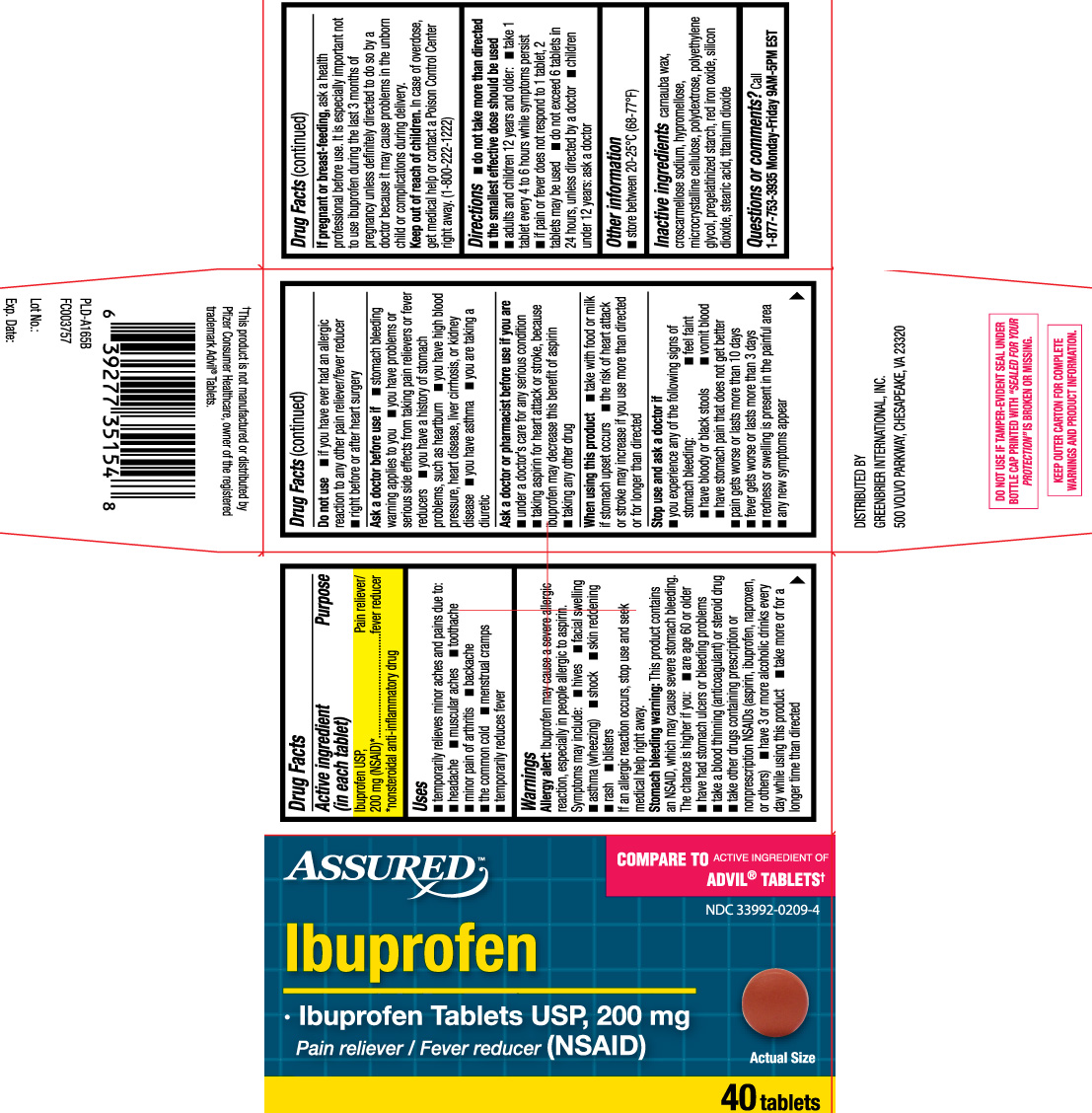 Ibuprofen USP 200 mg (NSAID)* *nonsteroidal anti-inflammatory drug