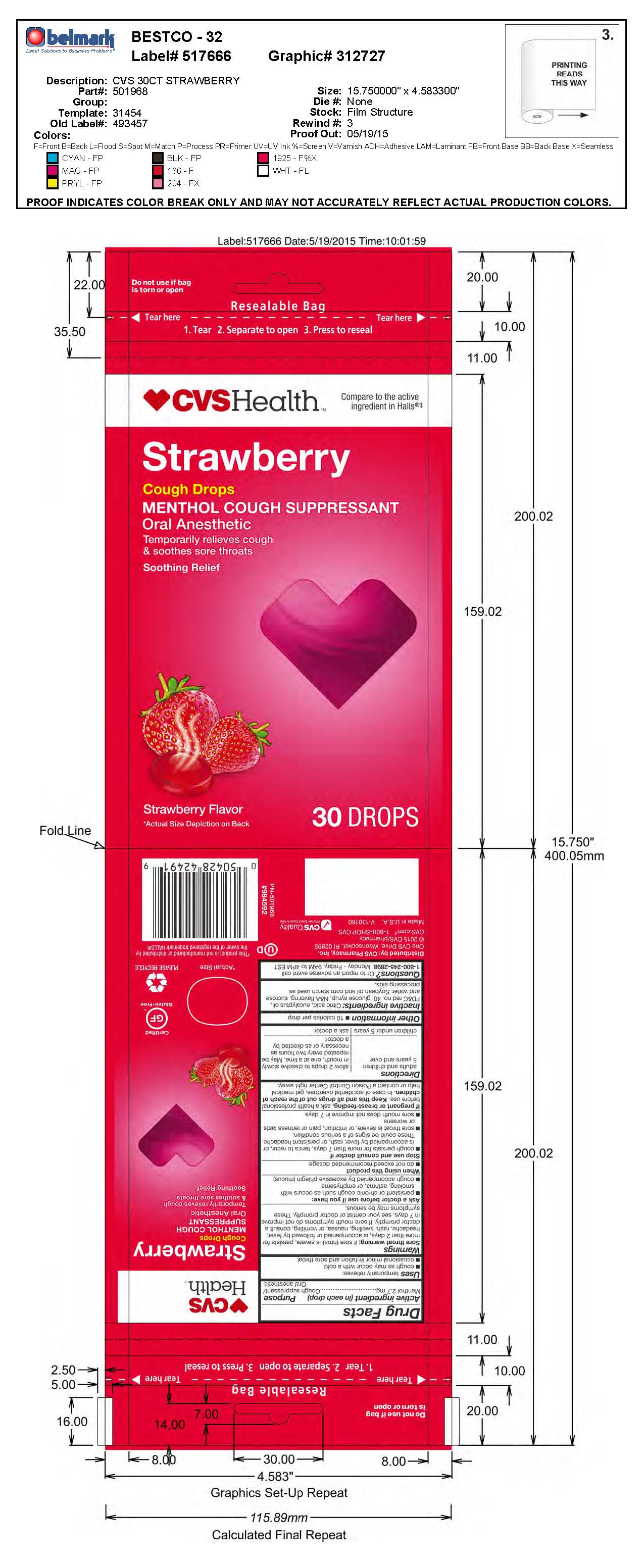 CVS Strawberry cough drops 30ct