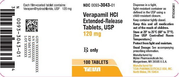 Verapamil HCl Extended-Release Tablets, USP 120 mg Bottle Label
