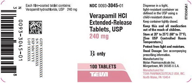 Verapamil HCl Extended-Release Tablets, USP 240 mg Bottle Label