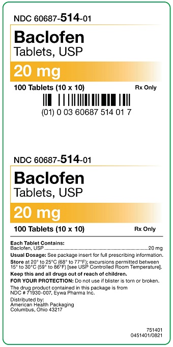 20 mg Baclofen Tablets Carton