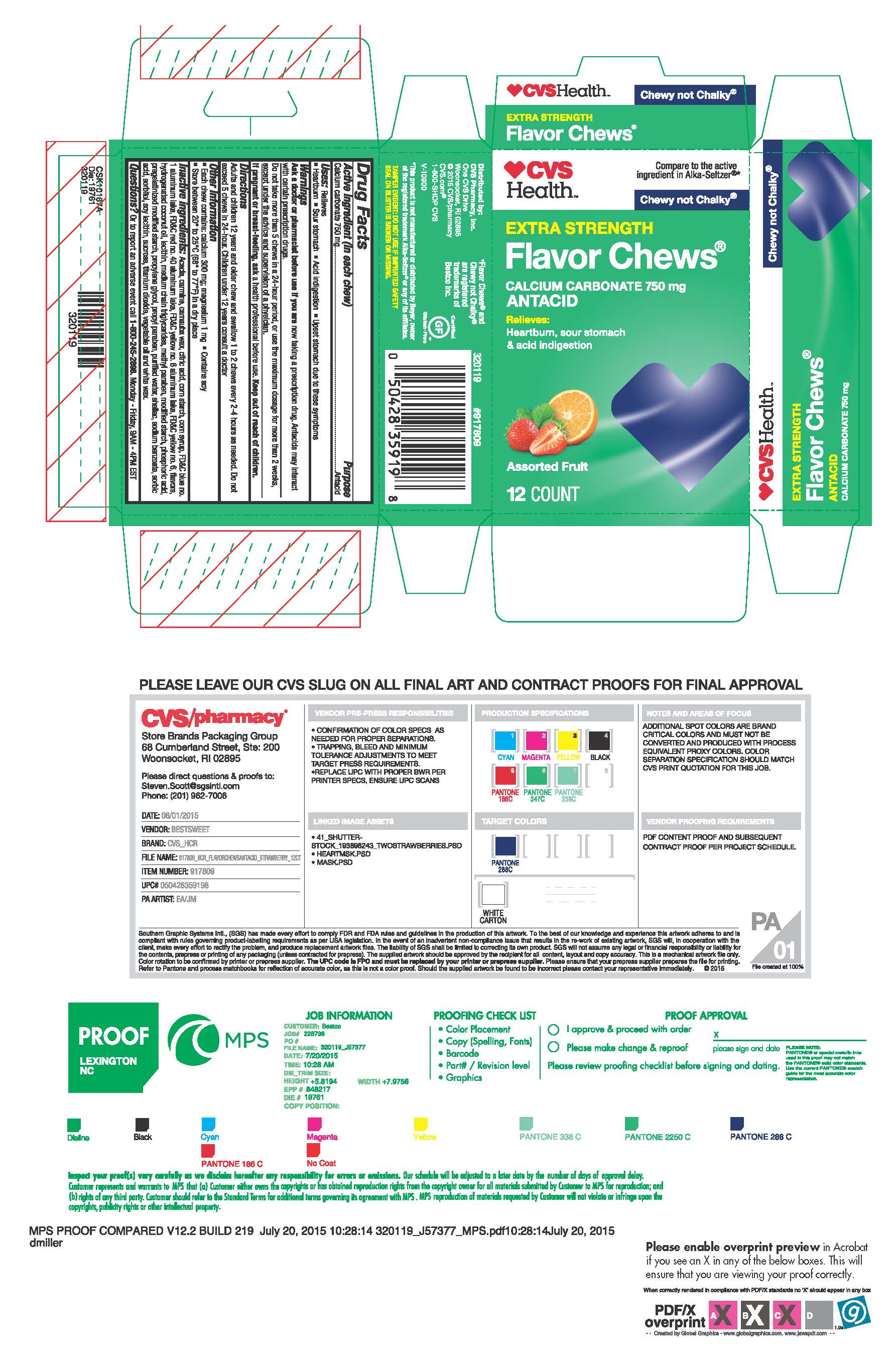 CVS Assorted Antacid Flavor Chews 12ct