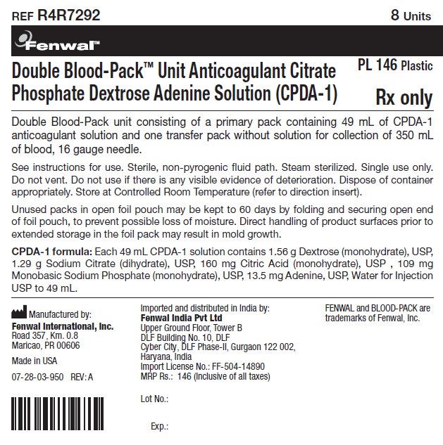 Double Blood-Pack™ Unit Anticoagulant Citrate Phosphate Dextrose Adenine Solution (CPDA-1) label