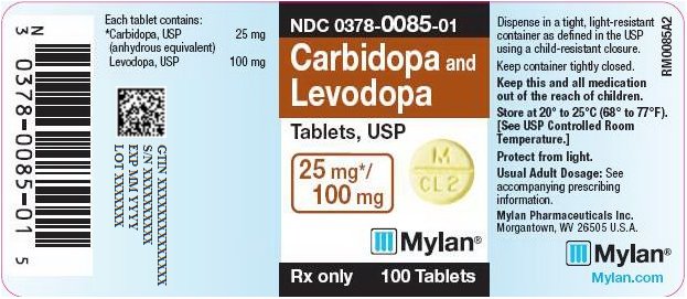 Carbidopa and Levodopa Tablets 25 mg/100 mg Bottle Label