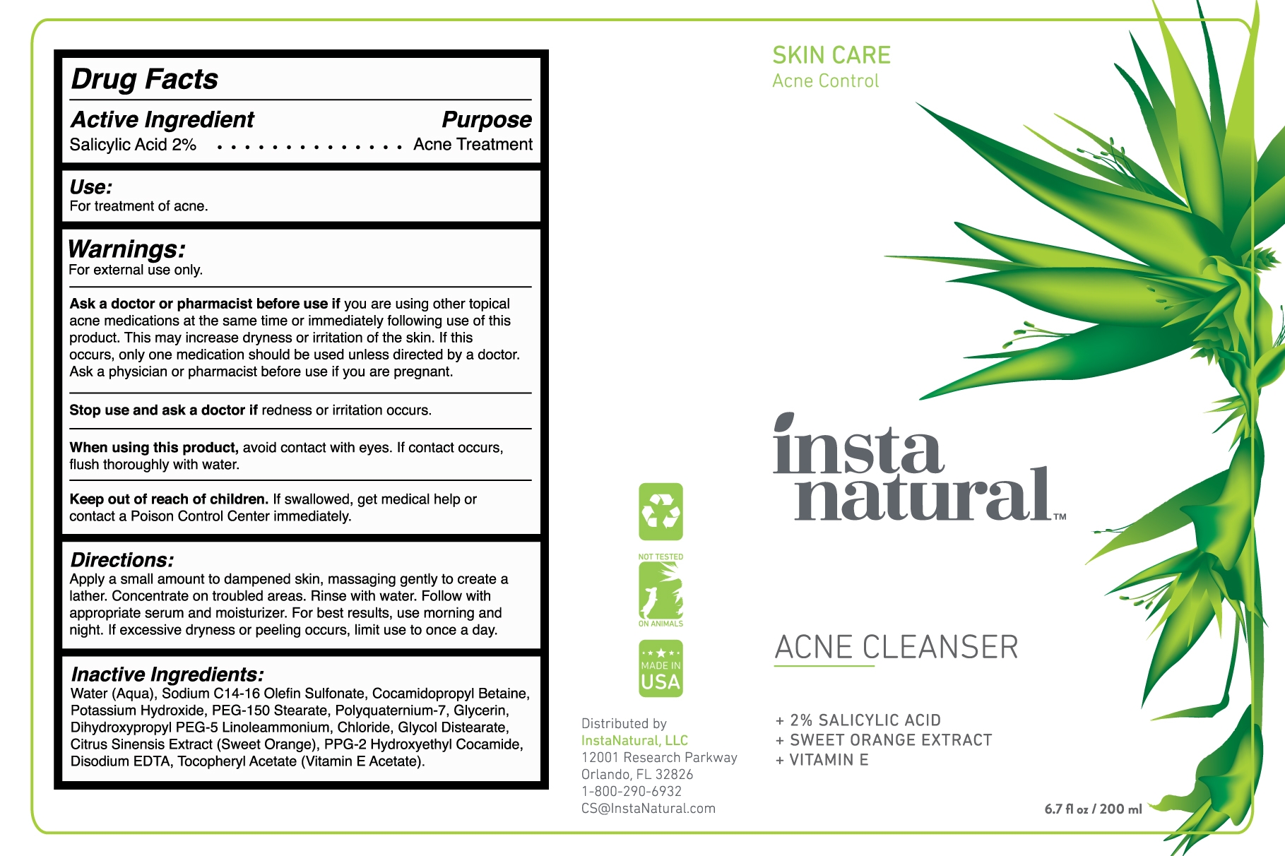 Acne Cleanser Label
