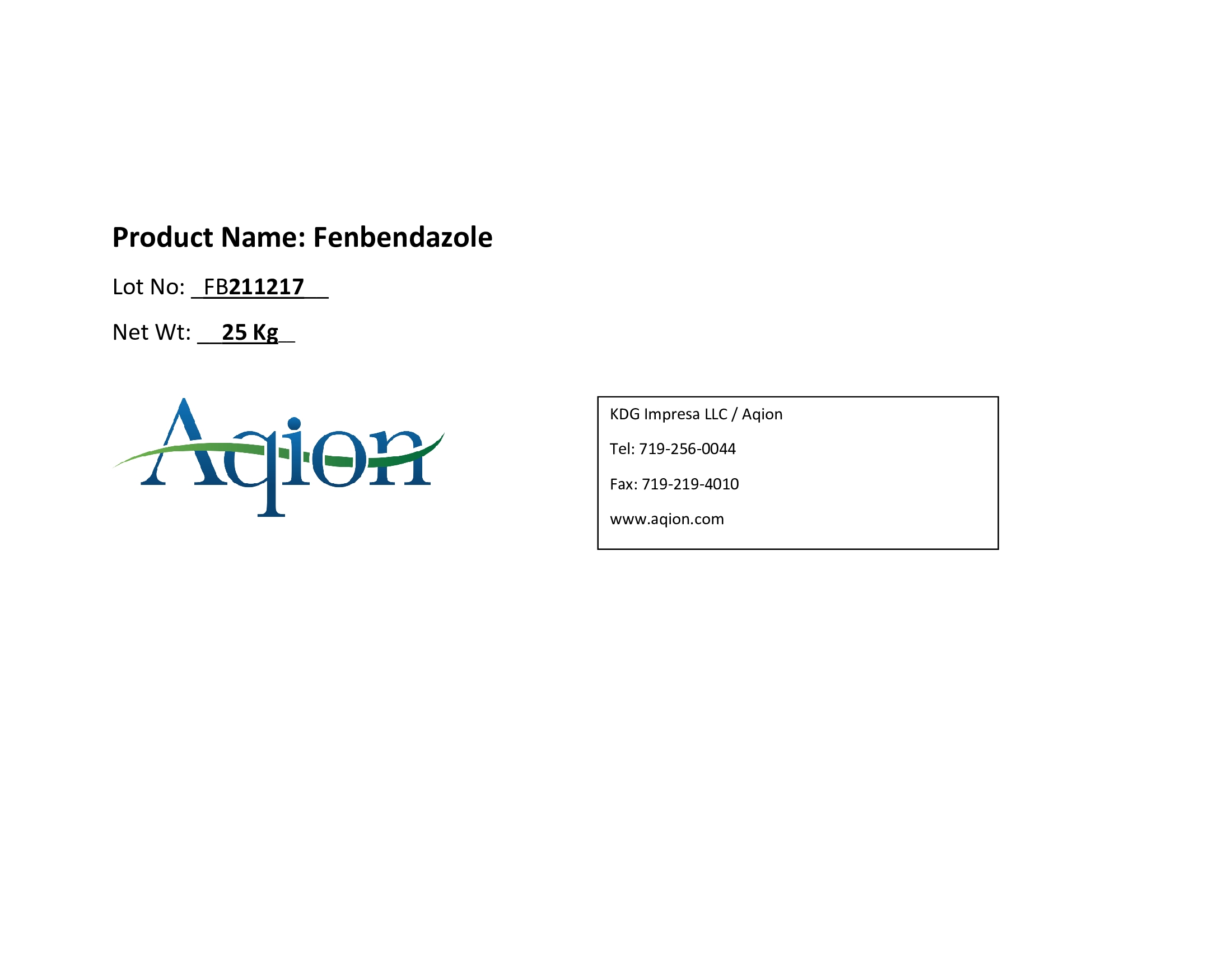 Fenbendazole Bulk Label