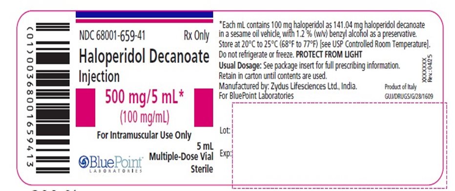 Vial Label Haloperidol Decanoate Injection 500mg per 5 ml