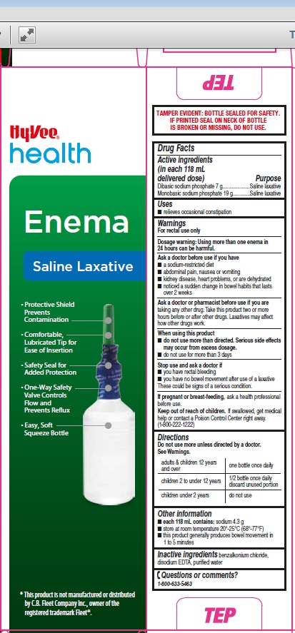 HyVee Saline Laxative Side Panel and Drug Facts