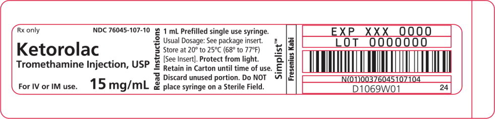 PACKAGE LABEL - PRINCIPAL DISPLAY - Ketorolac 1 mL Blister Pack Label

