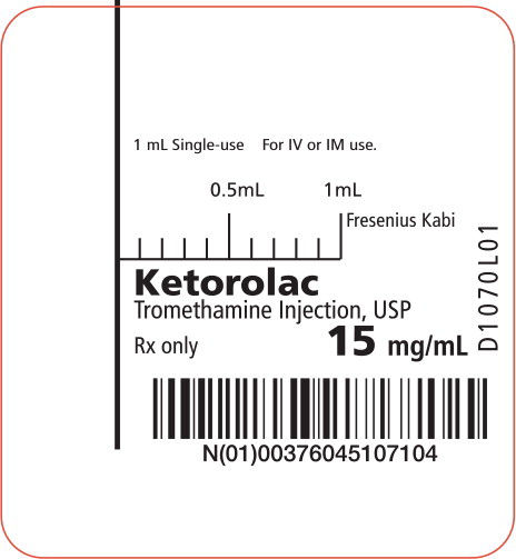 PACKAGE LABEL - PRINCIPAL DISPLAY - Ketorolac Tromethamine  1 mL Syringe Label
