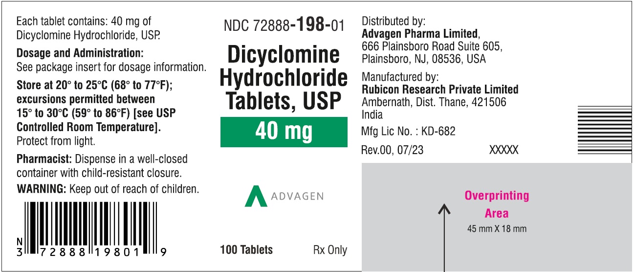 Dicyclomine Hydrochloride Tablets ,USP 20 mg - NDC: <a href=/NDC/72888-119-01>72888-119-01</a> - 100 Tablets Label