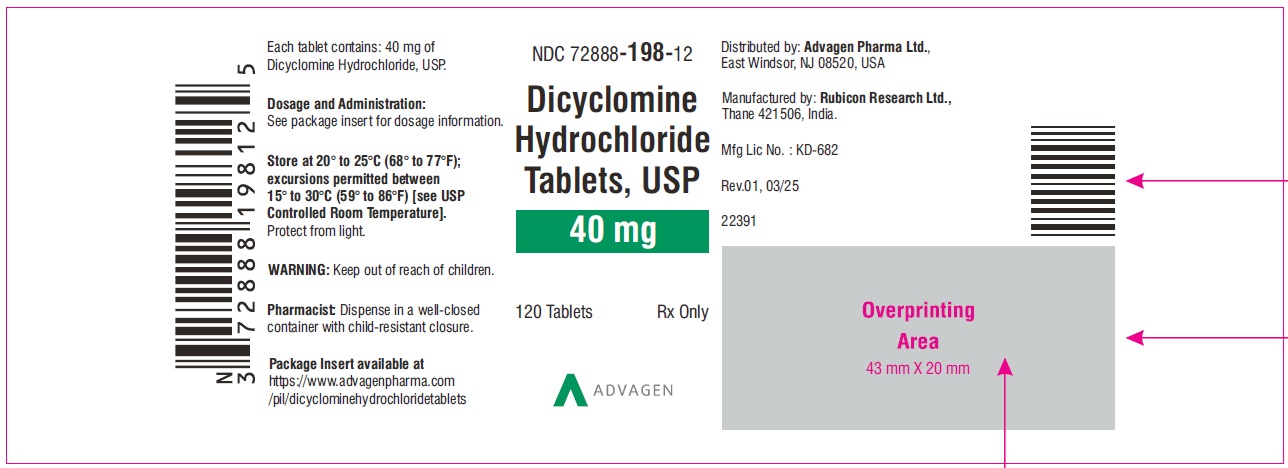 Dicyclomine Hydrochloride Tablets ,USP 20 mg - NDC: <a href=/NDC/72888-119-01>72888-119-01</a> - 100 Tablets Label