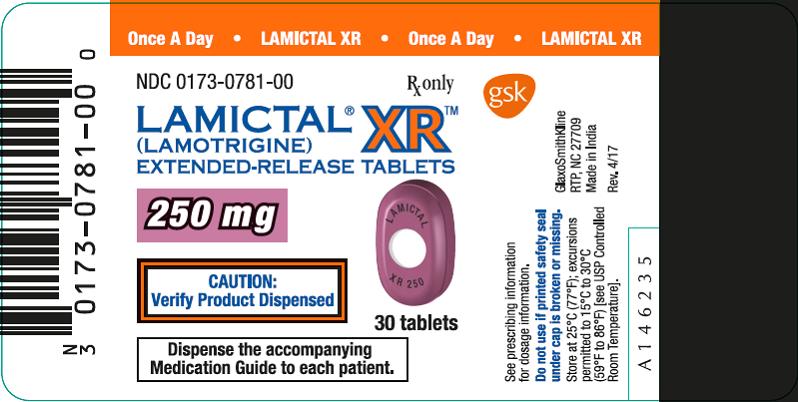 Lamictal XR 250mg 30 count label