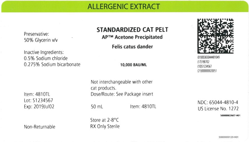Standardized AP Cat Pelt 50 mL, 10,000 BAU/mL Carton Label