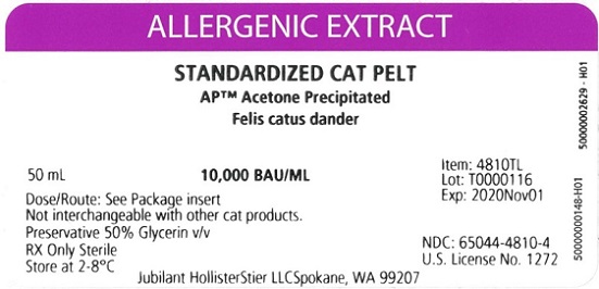 Standardized AP Cat Pelt 50 mL, 10,000 BAU/mL Vial Label