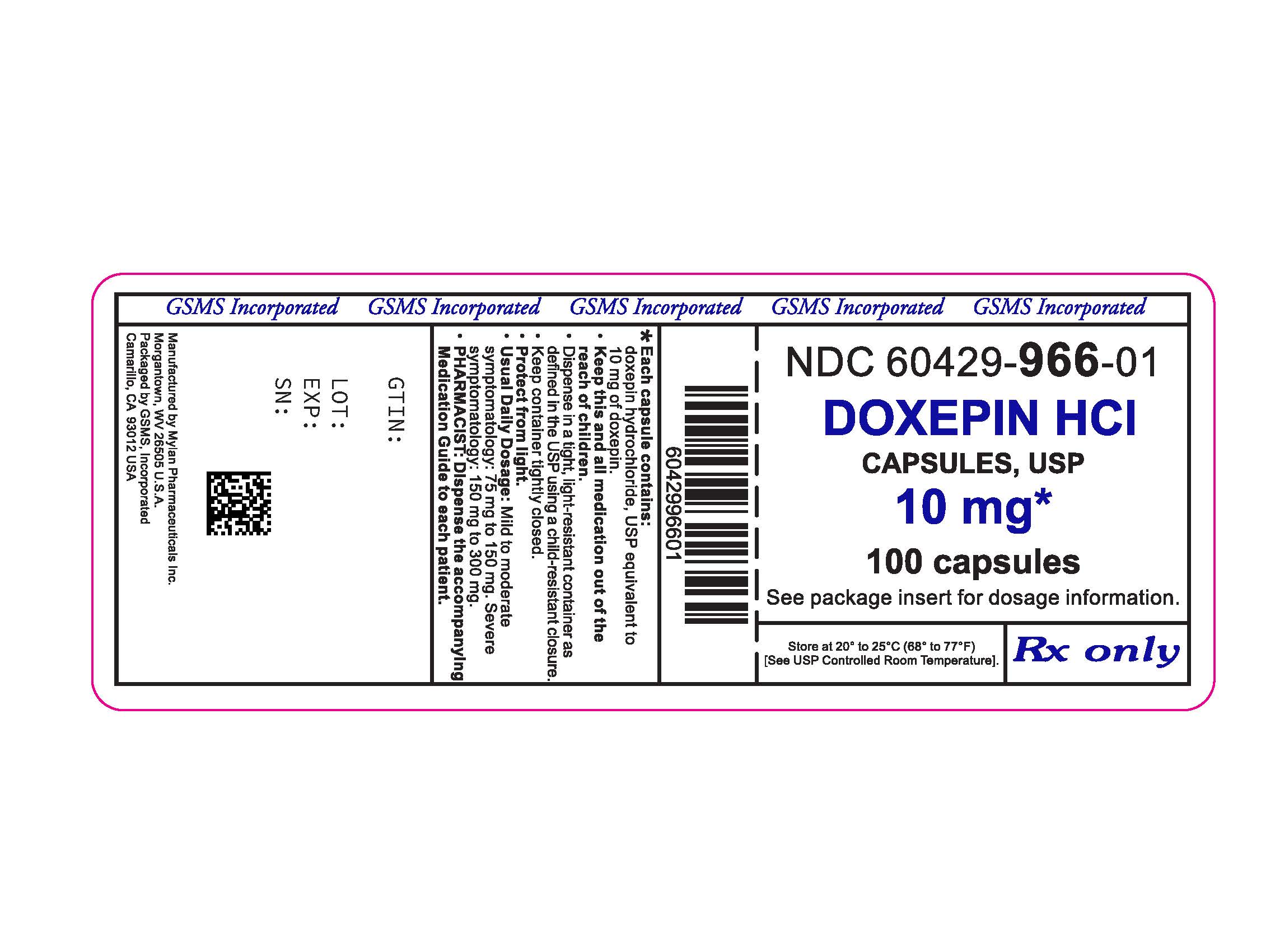 60429-966-01LB - DOXEPIN HCl 10 MG CAPS - REV JUN 2015 PMG DEC 2014.jpg