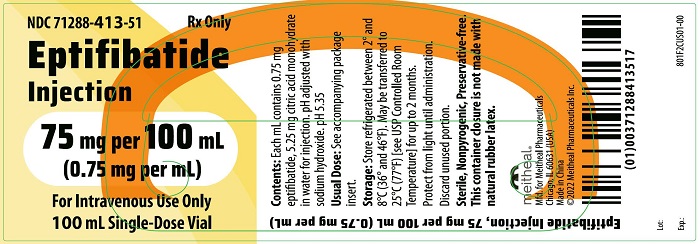 PRINCIPAL DISPLAY PANEL – Eptifibatide Injection, 75 mg per 100 mL Container Label