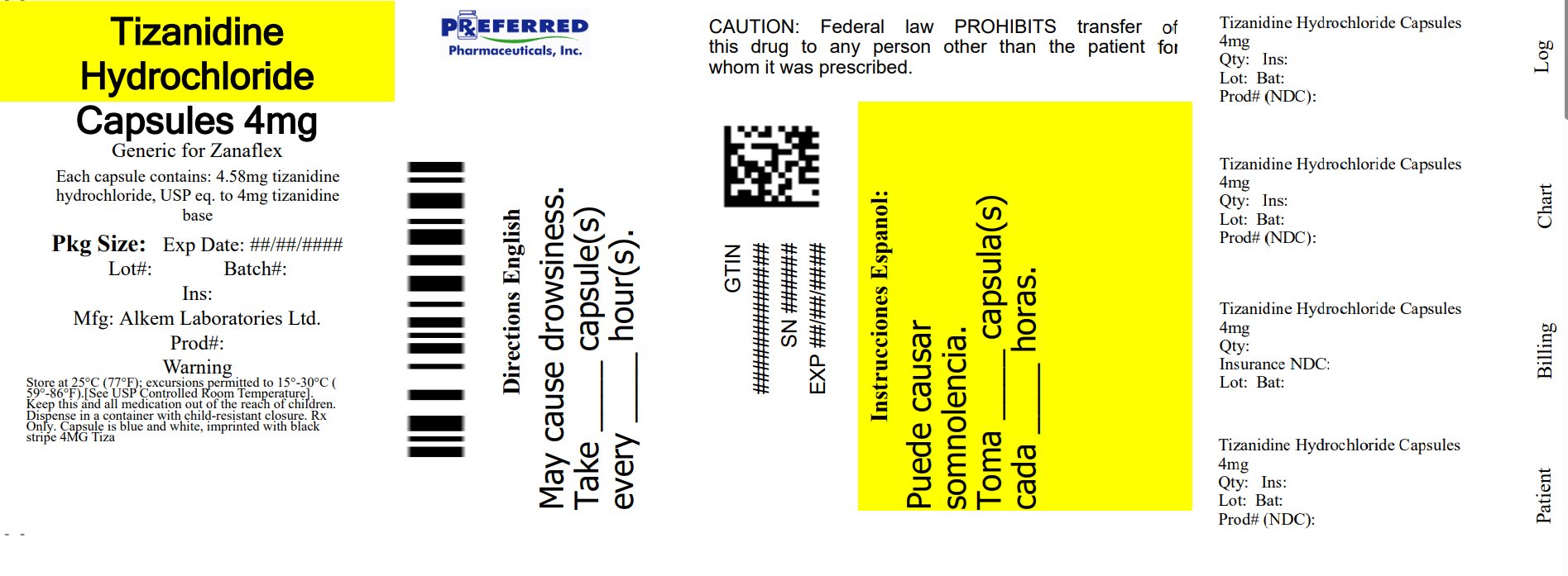 Tizanidine Hydrochloride Capsules 4mg 