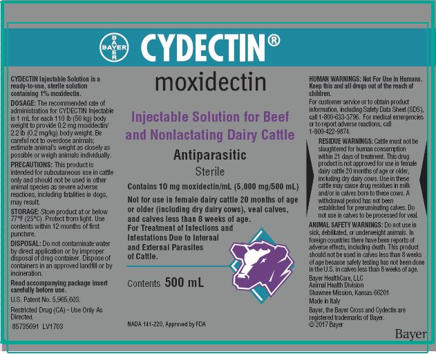 Cydectin moxidectin 500mL label