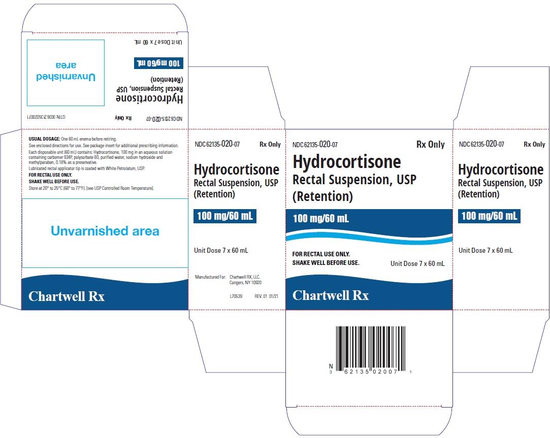 Hydrocortisone Rectal Suspension, USP 100 mg/60 ml - NDC: <a href=/NDC/62135-020-07>62135-020-07</a> - Carton
