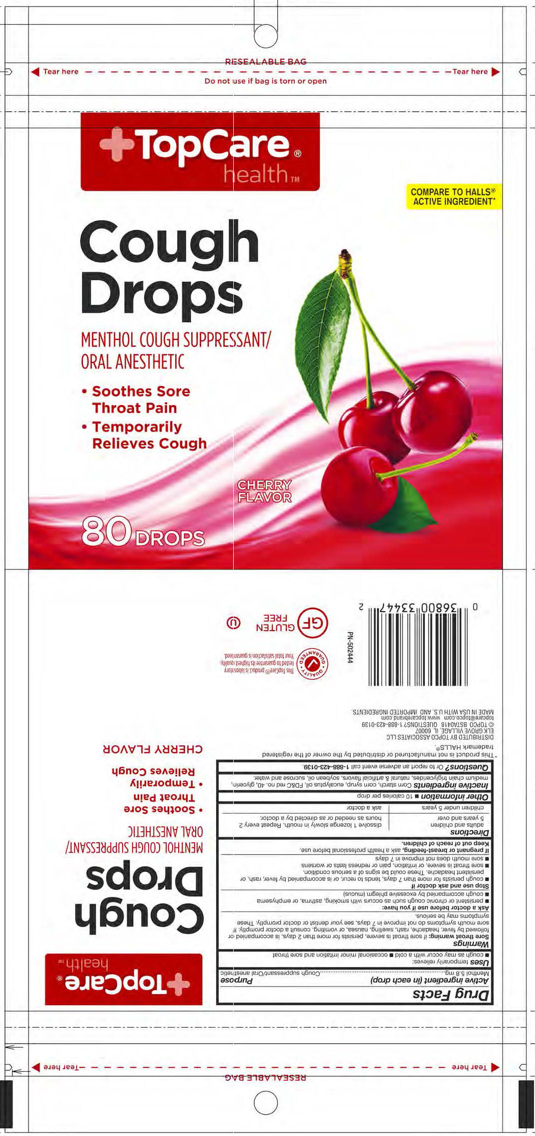 TopCare Cherry 80ct Cough Drops