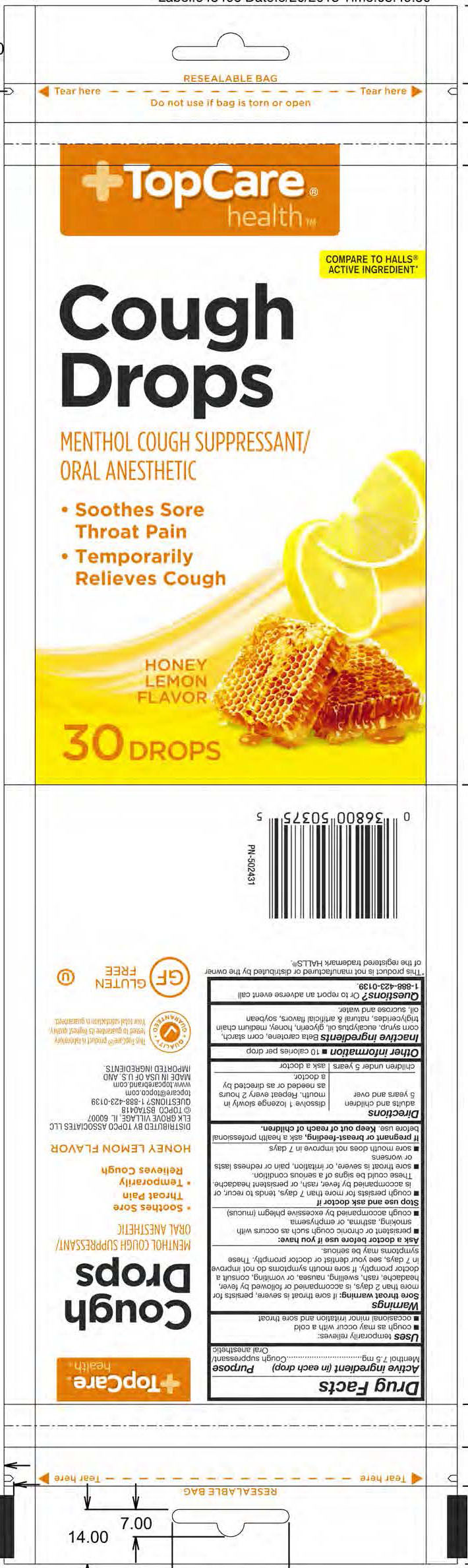 TopCare Honey Lemon 30ct Cough Drops