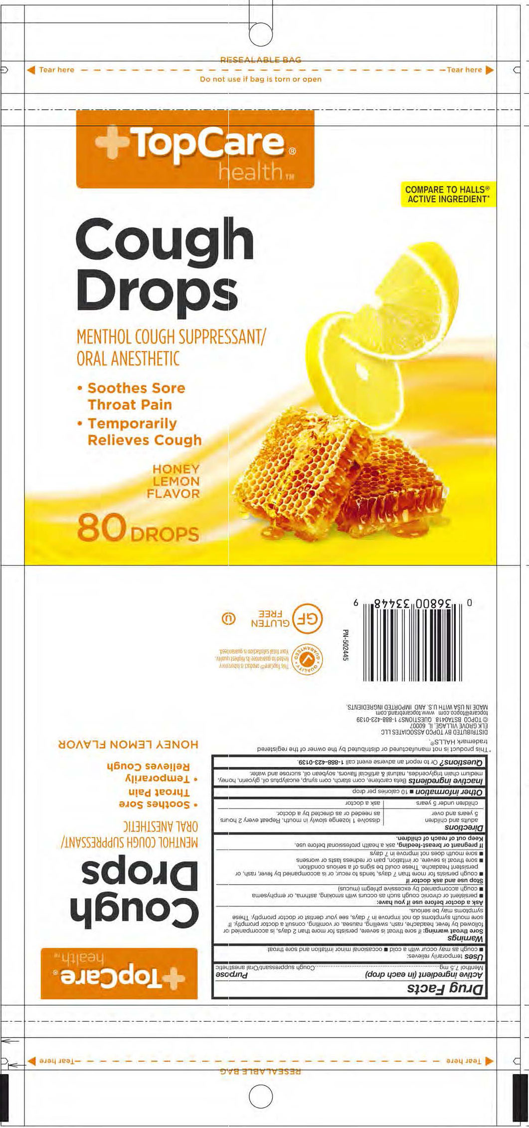 TopCare Honey Lemon 80ct Cough Drops