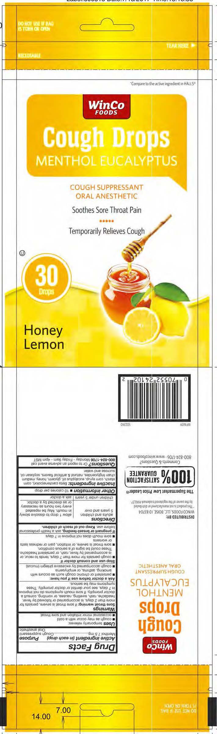 Winco Honey Lemon 30ct cough drops