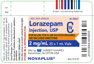 Lorazepam Injection, USP CIV 2 mg/mL 25 x 1 mL Vials