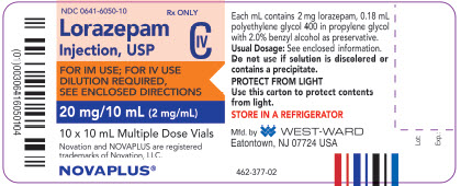 Lorazepam Injection, USP CIV 20 mg/10 mL (2 mg/mL) 10 x 10 mL Multiple Dose Vials