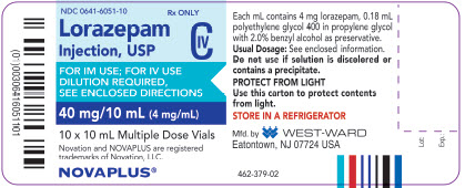 Lorazepam Injection, USP CIV 40 mg/10 mL (4 mg/mL) 10 x 10 mL Multiple Dose Vials